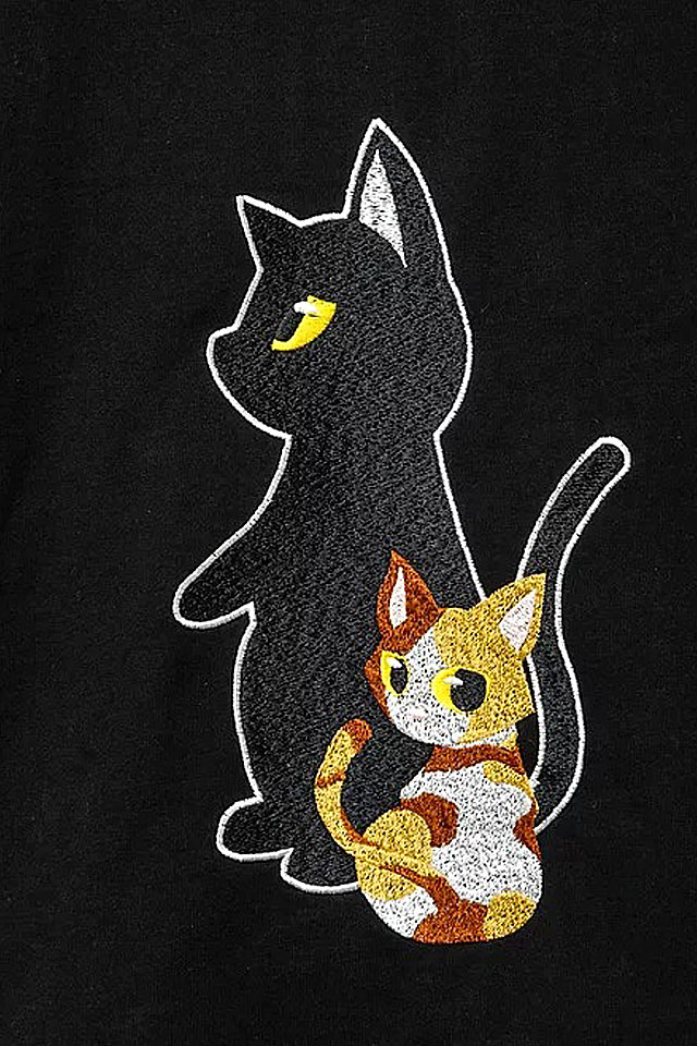 三毛の子猫パーカー LIN AL-75057 ラミ&アール 黒猫 刺繍 ネコ 鼠 ネズミ 男女兼用_5