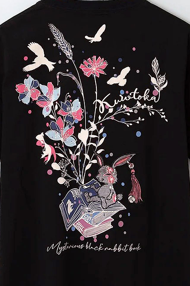 黒菟華 不思議の本半袖Tシャツ LIN AL-759033 兎 ウサギ 和柄 和風