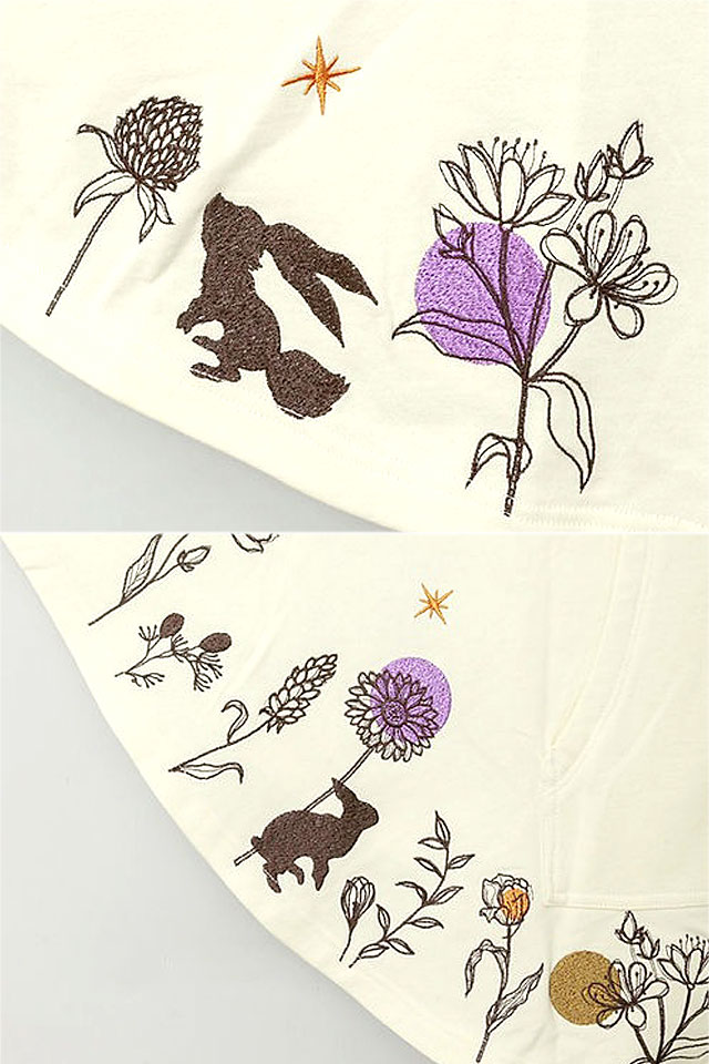 黒菟華 「草原の夜」総刺繍ポンチョ LIN AL-759051 兎 ウサギ うさぎ 和柄 ユニセックス_4