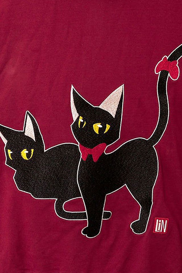 ラミ＆アール みんな寄り添って暖か総刺繍ビッグパーカー LIN AL-75094 黒猫 ネコ ねこ 鼠 ネズミ ユニセックス ラミ＆アール みんな寄り添って暖か総刺繍ビッグパーカー LIN AL-75094