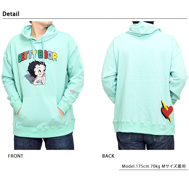 LBK×BETTY エンジェルBettyフーディー ロウブロウナックル 592867 ベティーちゃん 刺繍 ユニセックス プルオーバー LBK×BETTY エンジェルBettyフーディー ロウブロウナックル 592867