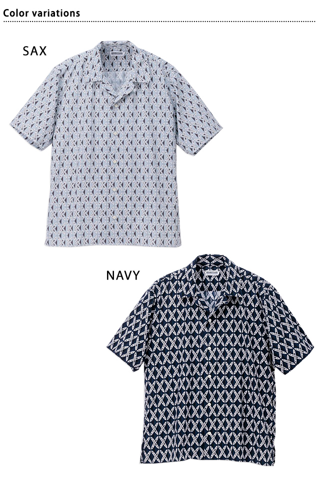 手捺染プリント半袖シャツ 桃太郎ジーンズ MXSS1003 MOMOTARO JEANS 日本製 国産 総柄