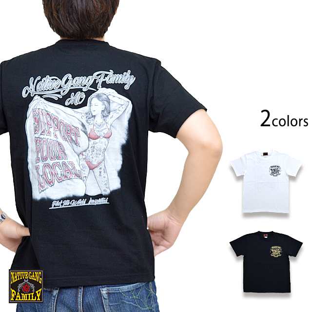 フラッグガールインクジェット半袖Tシャツ NativeGangFamily