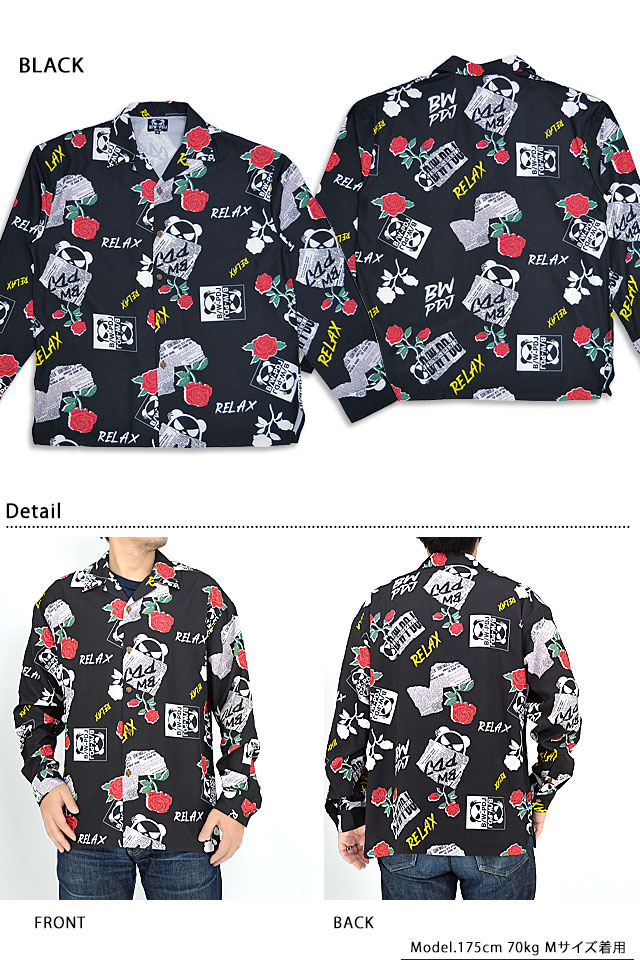 B/W-PDJ RELAXシリーズ 薔薇パンダ総柄プリントシャツ PANDIESTA JAPAN 592605 パンディエスタジャパン ゆったりめ_2