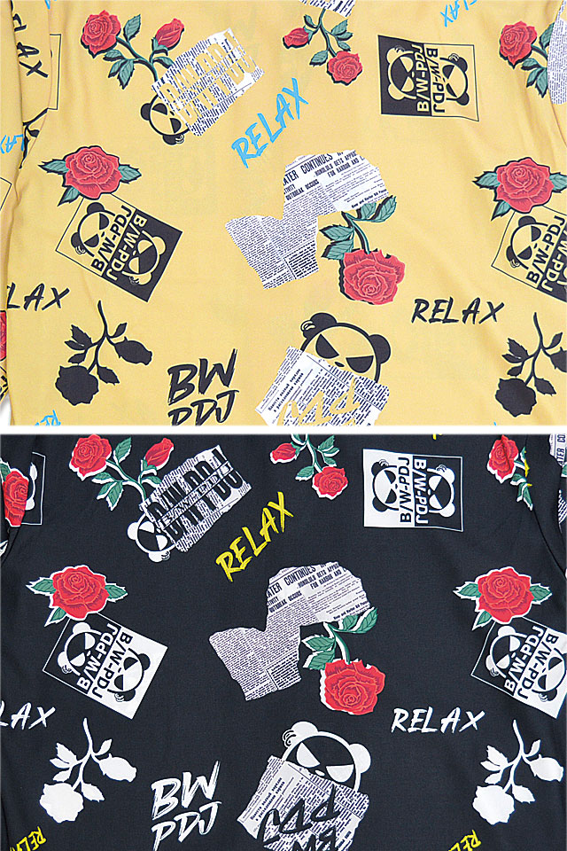 B/W-PDJ RELAXシリーズ 薔薇パンダ総柄プリントシャツ PANDIESTA JAPAN 592605 パンディエスタジャパン ゆったりめ_5