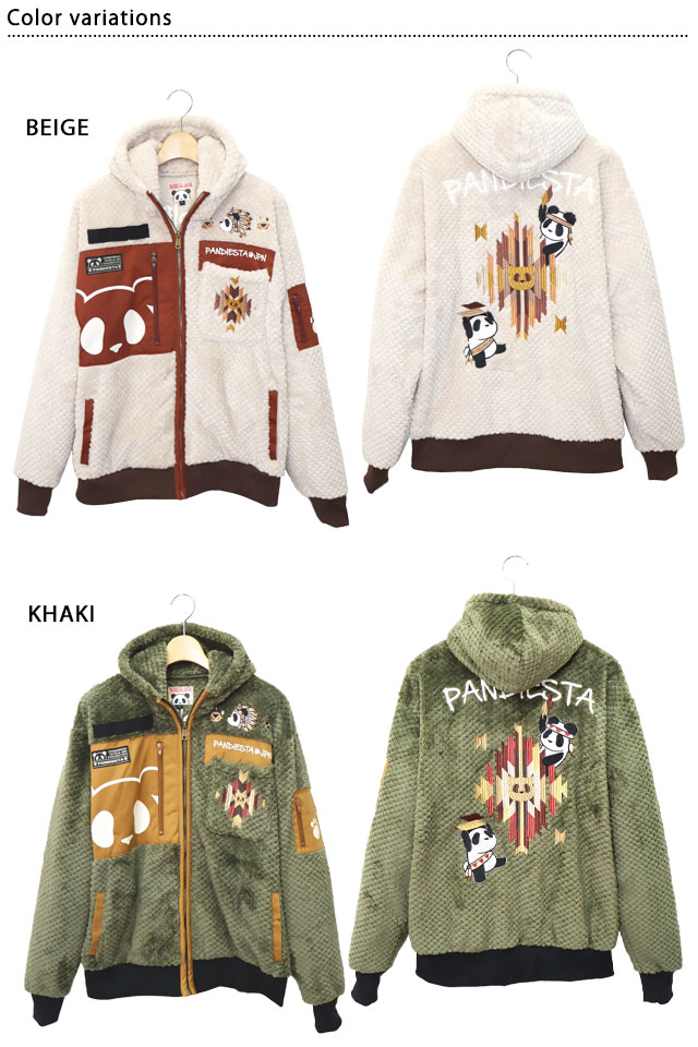 切替ネイティブパーカー PANDIESTA JAPAN 592216 パンディエスタジャパン パンダ 刺繍 ユニセックスの通販は