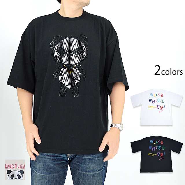 B/W-PDJ RELAXシリーズ ラインストーンパンダBIG Tee PANDIESTA JAPAN 523865 パンディエスタジャパン ゆったりめの通販は