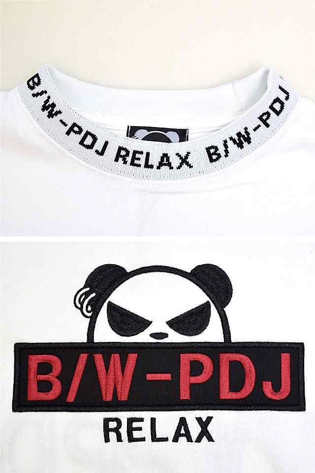B/W-PDJ RELAXシリーズ 衿ジャガードバンダナ柄ルーズロングTシャツ