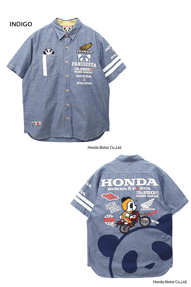 HONDA×PANDIESTA XL250Rシャンブレー半袖シャツ PANDIESTA JAPAN 554507 パンディエスタ パンダ 本田_3