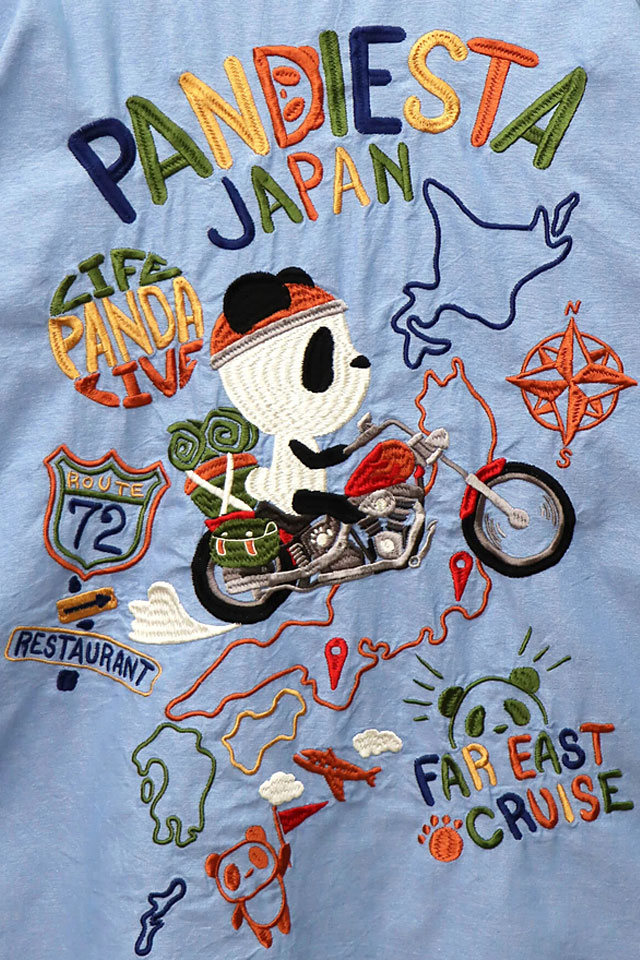 日本縦断トリップパンダシャンブレー長袖シャツ PANDIESTA JAPAN 564200 パンディエスタジャパン 刺繍_4