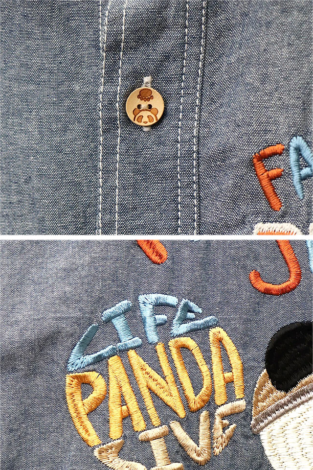 日本縦断トリップパンダシャンブレー長袖シャツ PANDIESTA JAPAN 564200 パンディエスタジャパン 刺繍_5