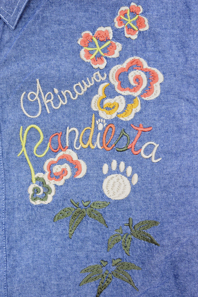 シーサーパンダシャンブレーシャツ PANDIESTA JAPAN 575201 パンディエスタジャパン 刺繍 沖縄_3