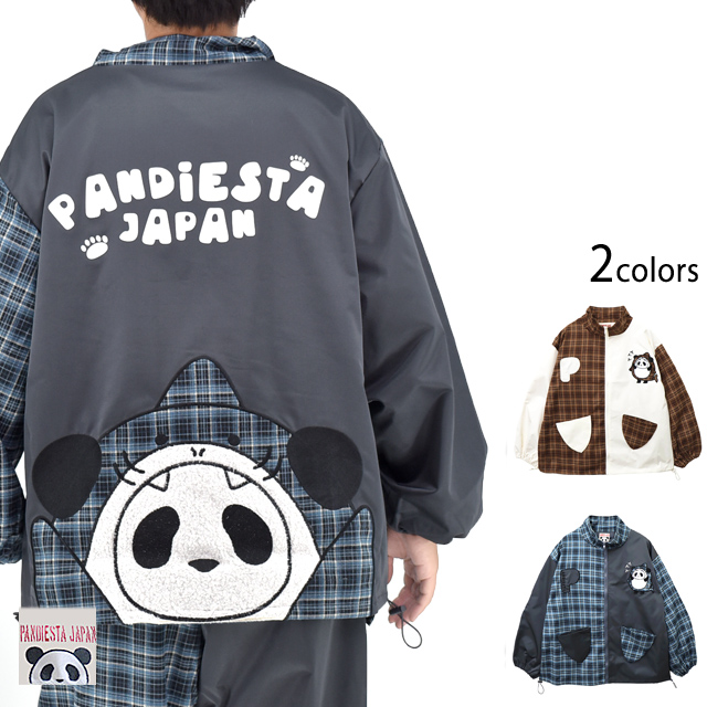 サメパンダチェック切替シャカシャカジャケット PANDIESTA JAPAN 595754 パンディエスタジャパン シャーク ユニセックス