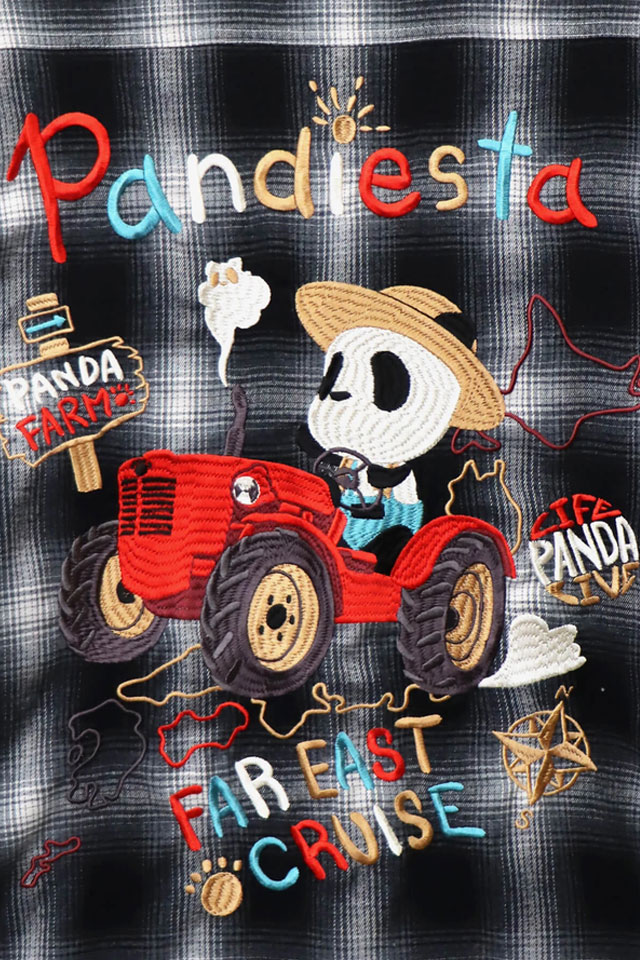 ファーマーズパンダ オンブレチェック長袖シャツ PANDIESTA JAPAN 595204 パンディエスタジャパン ネルシャツ 刺繍 ファーマーズパンダ オンブレチェック長袖シャツ PANDIESTA JAPAN