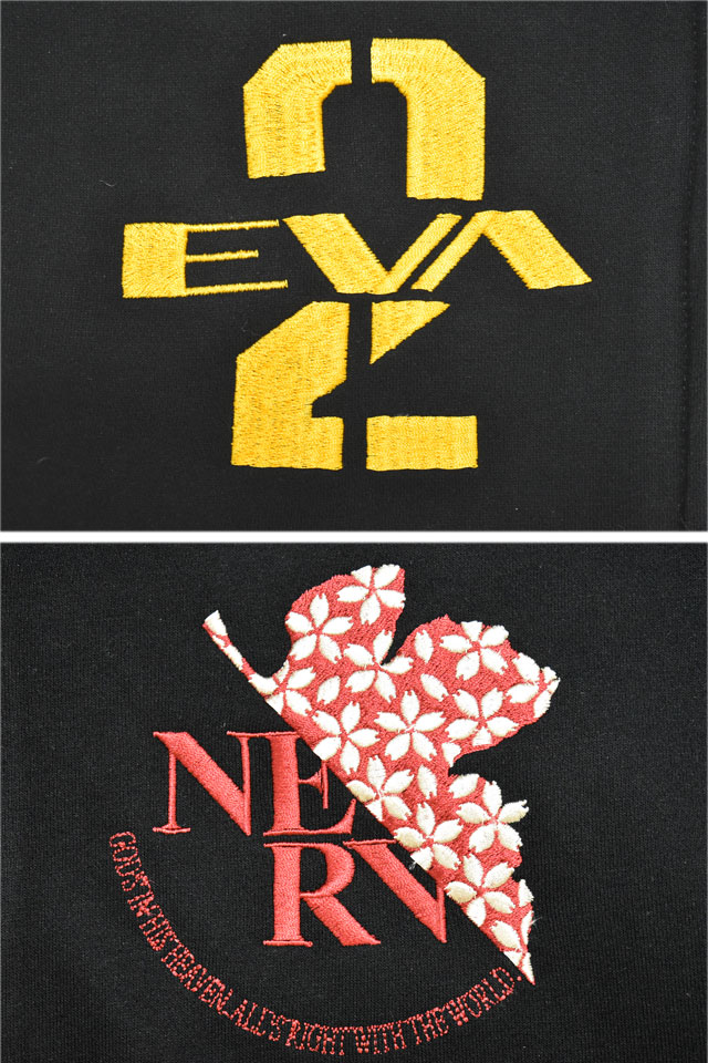 EVANGELION×錦 月下桜2号機ジップパーカー 錦 516351 和柄 和風 刺繍 エヴァンゲリオン さくら サクラ_3