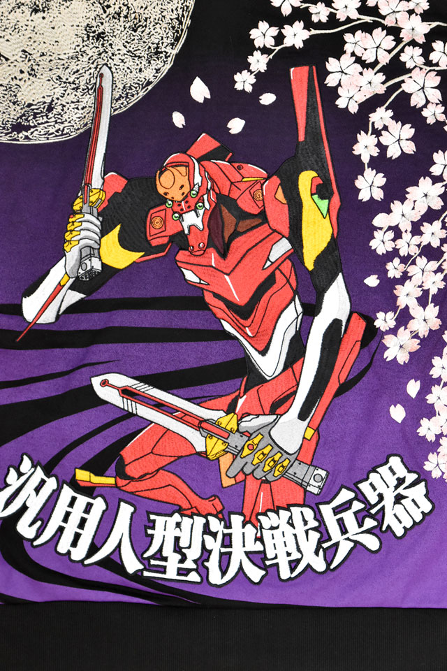 EVANGELION×錦 月下桜2号機ジップパーカー 錦 516351 和柄 和風 刺繍 エヴァンゲリオン さくら サクラ_4