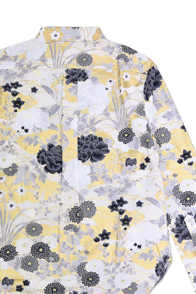 長袖レギュラーカラーシャツ「金彩四季富花」 衣櫻 SA-1723 和柄 和風 日本製 国産 総柄 長袖レギュラーカラーシャツ「金彩四季富花」 衣櫻 SA-1723 和柄 和風