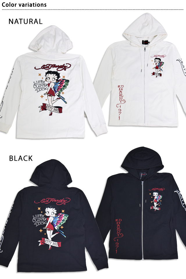 Ed Hardy×BETTY 天竺ジップパーカー サクラスタイルセレクション BED-2509 エドハーディー ベティーちゃん 刺繍_1