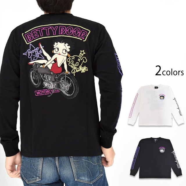 BETTY×ネバーマインド 天竺ロングTシャツ NEVER MIND BBN-2601 ベティーちゃん 刺繍 長袖 バイカー