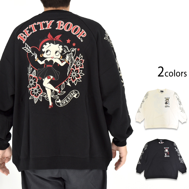 BETTY×ネバーマインド 裏毛オーバーサイズ スウェットトレーナー NEVER MIND BBN-2607 ベティーちゃん ユニセックス 刺繍