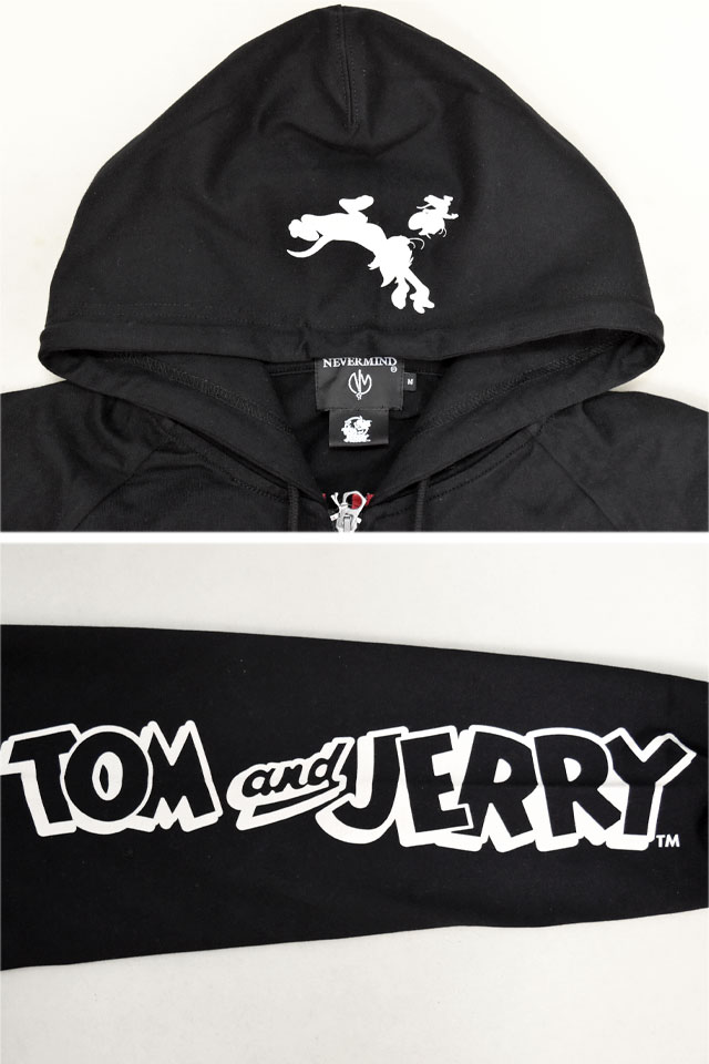 TOM＆JERRY×ネバーマインド 刺繍天竺ジップアップパーカー NEVER MIND TJN-2617 トムとジェリー 刺繍 ユニセックス_3