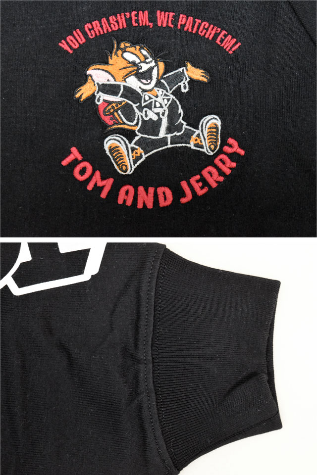 TOM＆JERRY×ネバーマインド 刺繍天竺ジップアップパーカー NEVER MIND TJN-2617 トムとジェリー 刺繍 ユニセックス_4