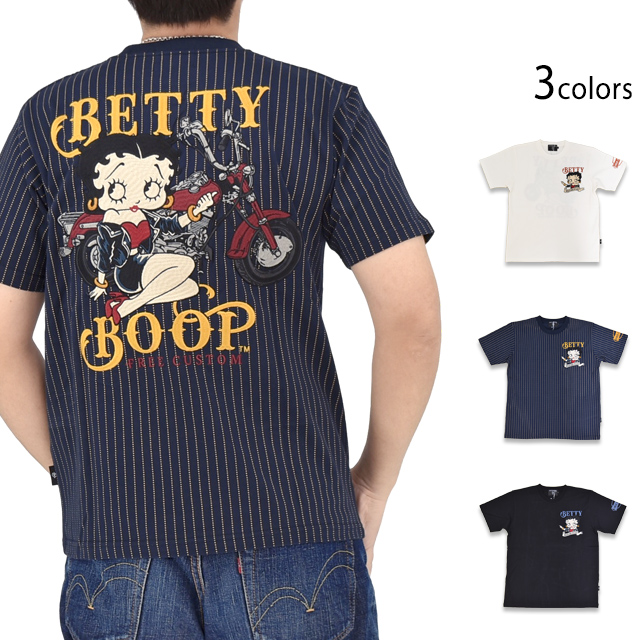 BETTY×ネバーマインド 天竺半袖Tシャツ NEVER MIND BBN-2611 ベティーちゃん 刺繍 バイカー