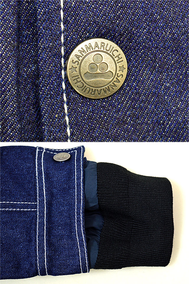 デニム刺繍裏ボアジャケット 参丸一 SOU-11072 和柄 和風 蛙 カエル