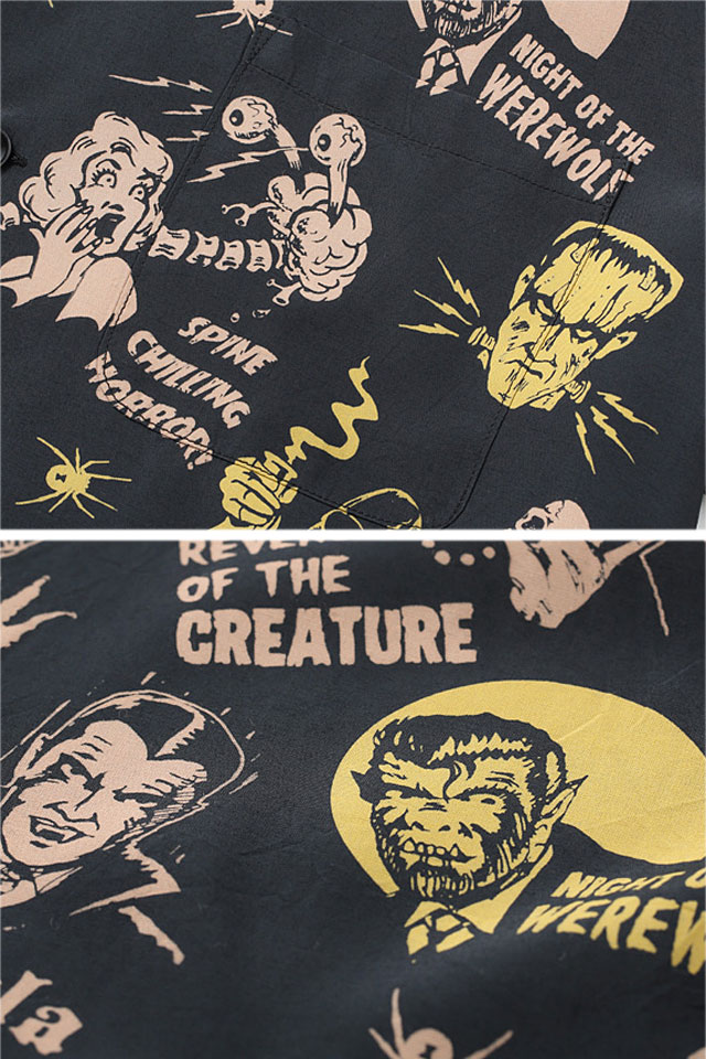 レーヨンオープンシャツ「THE MONSTERS」 by VINCE RAY スターオブハリウッド SH38871 モンスター 東洋_4