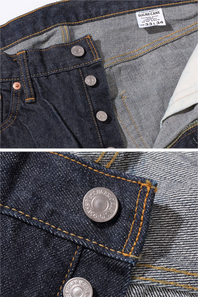 14oz.デニム 1966モデルテーパードシルエット・ワンウォッシュ SUGER CANE SC42966A シュガーケーン ジーンズ 日本製_3