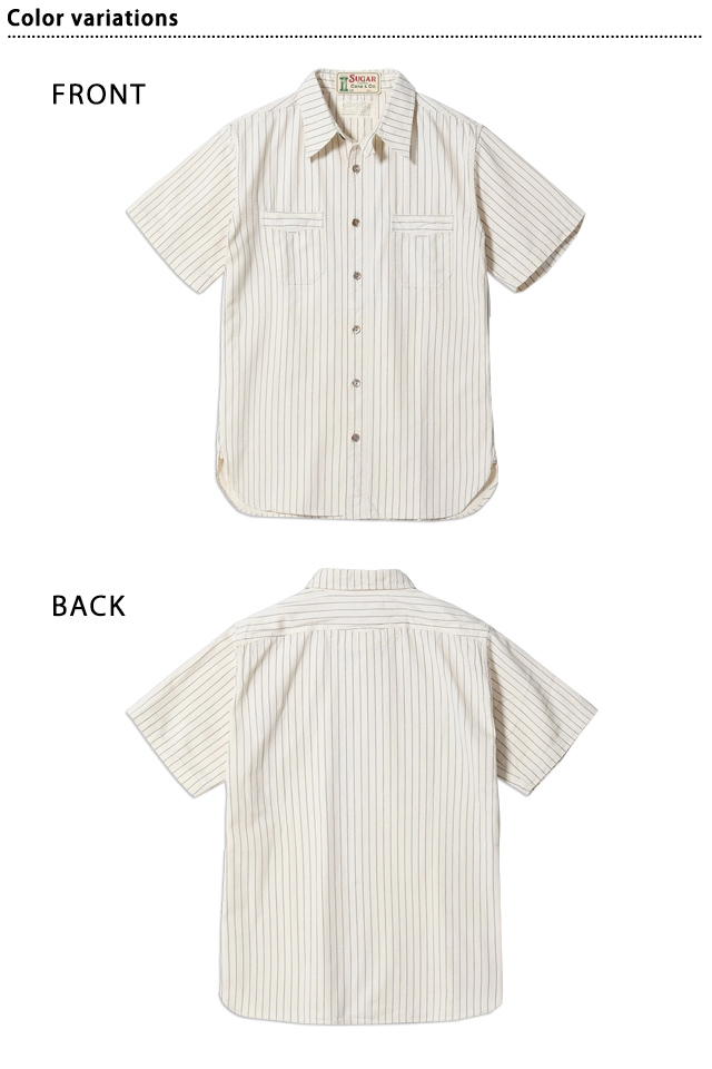 FICTION ROMANCE 8.5oz.ホワイトウォバッシュストライプ半袖ワークシャツ SUGER CANE SC37275 シュガーケーン 日本製_1