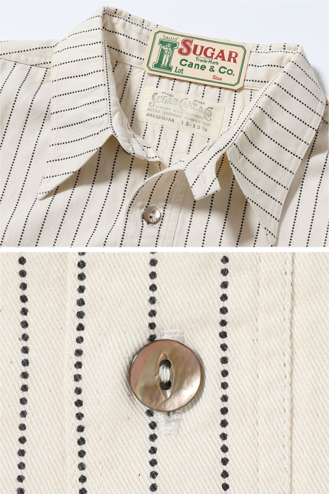 FICTION ROMANCE 8.5oz.ホワイトウォバッシュストライプ半袖ワークシャツ SUGER CANE SC37275 シュガーケーン 日本製_3