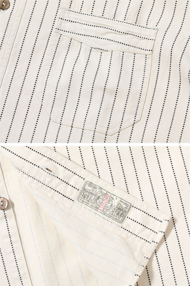 FICTION ROMANCE 8.5oz.ホワイトウォバッシュストライプ半袖ワークシャツ SUGER CANE SC37275 シュガーケーン 日本製_4