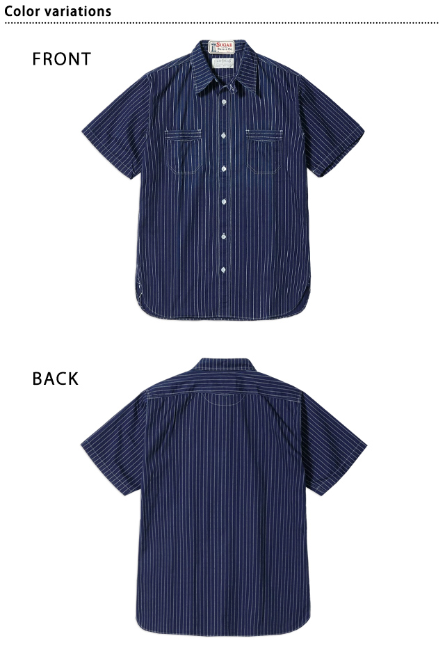 FICTION ROMANCE 8.5oz.インディゴウォバッシュストライプワーク半袖シャツ SUGAR CANE SC36267A シュガーケーン_1