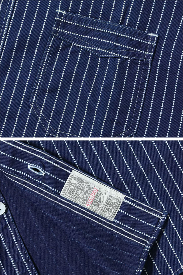 FICTION ROMANCE 8.5oz.インディゴウォバッシュストライプワーク半袖シャツ SUGAR CANE SC36267A シュガーケーン_4