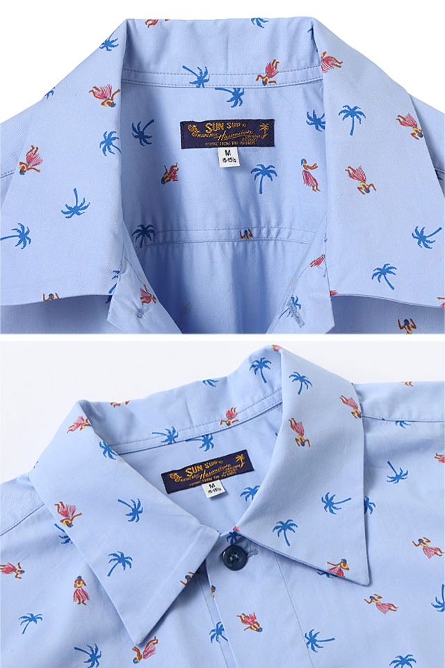 コットンツイルレギュラーカラーシャツ「HULA＆PALM TREE」 SUN SURF SS38406 サンサーフ 日本製 ハワイアン ヤシの木 コットンツイルレギュラーカラーシャツ「HULA＆PALM TREE」 SUN SURF