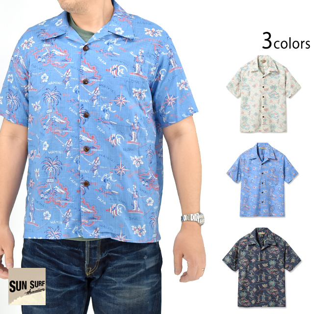 「HELE-MAI-E」コットンリネンスラブヤーン オープンシャツ SUN SURF SS39501 サンサーフ ハワイアン アロハシャツ