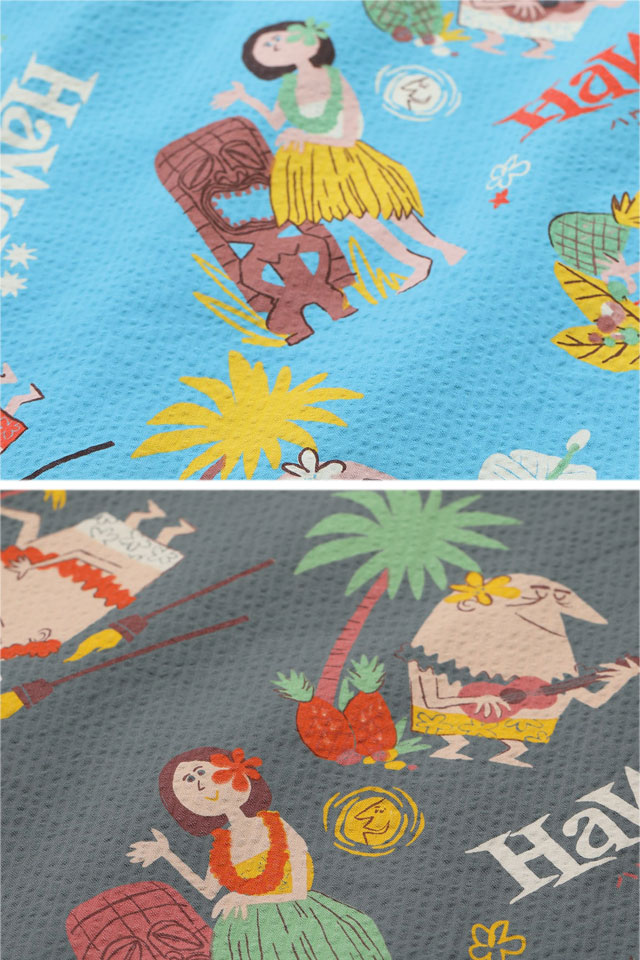 コットンシアサッカーアロハシャツ「TRIP TO HAWAII」by 柳原良平 with MOOKIE SUN SURF SS39537 サンサーフ_5