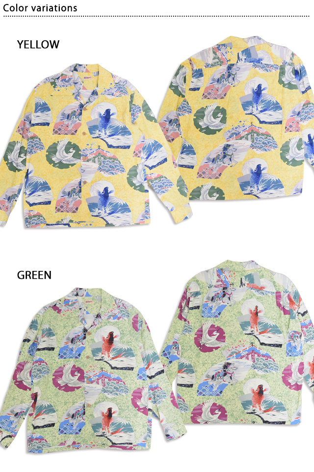 長袖レーヨンアロハシャツ「JAPANESE QUAINT DESIGN」 SUN SURF SS29604 サンサーフ 和柄 和風 日本製 ハワイアン_1