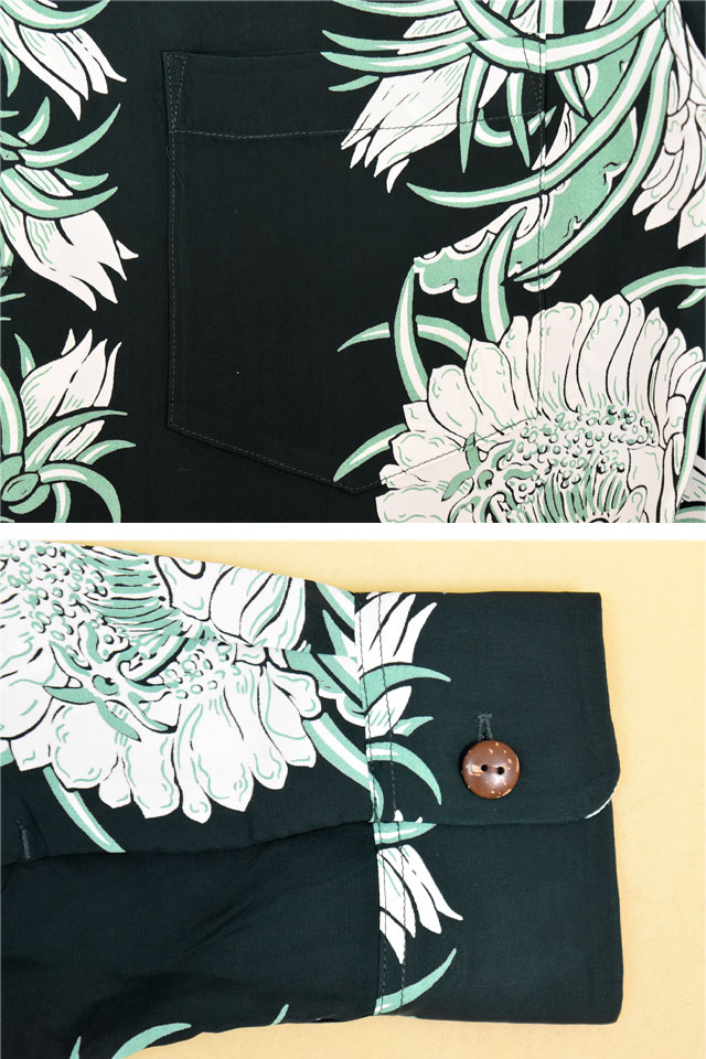 長袖レーヨンアロハシャツ「NIGHT BLOOMING CEREUS BORDER」 SUN SURF SS29602 サンサーフ ハワイアン 日本製_4