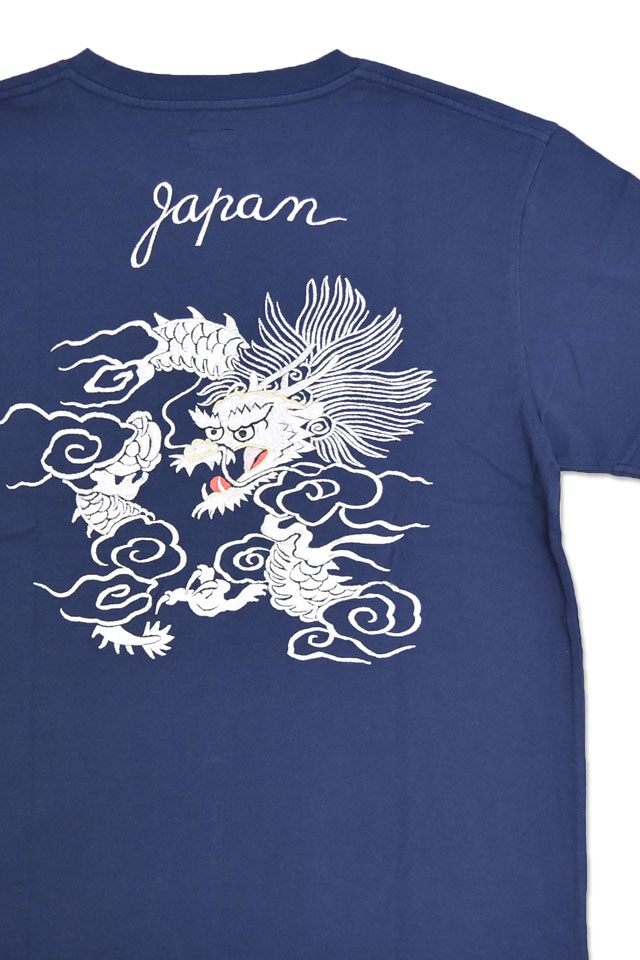 スカ刺繍半袖Tシャツ「DRAGON」 テーラー東洋 TT79588 和柄 和風 竜 龍