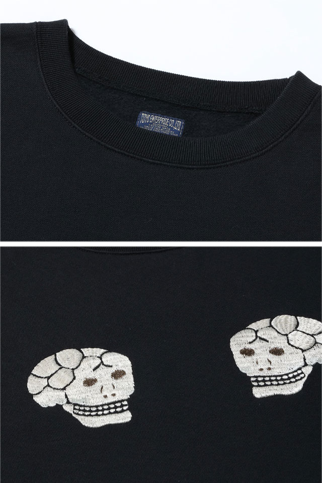 スカ刺繍クルーネックスウェット「SKULL＆SNAKE」 テーラー東洋 TT69650 和柄 刺繍 スカル髑髏 ヘビ 蛇 トレーナー_3