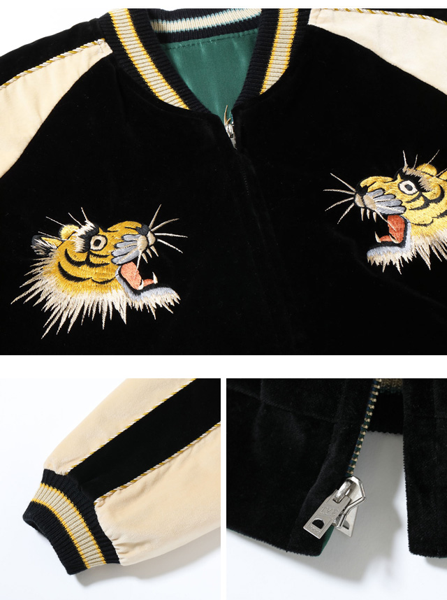 Mid 1950s Style 別珍ツートーン×アセテートリバーシブルスカジャン「TIGER HEAD ×GOLD DRAGON」 テーラー東洋 TT15795-119_3