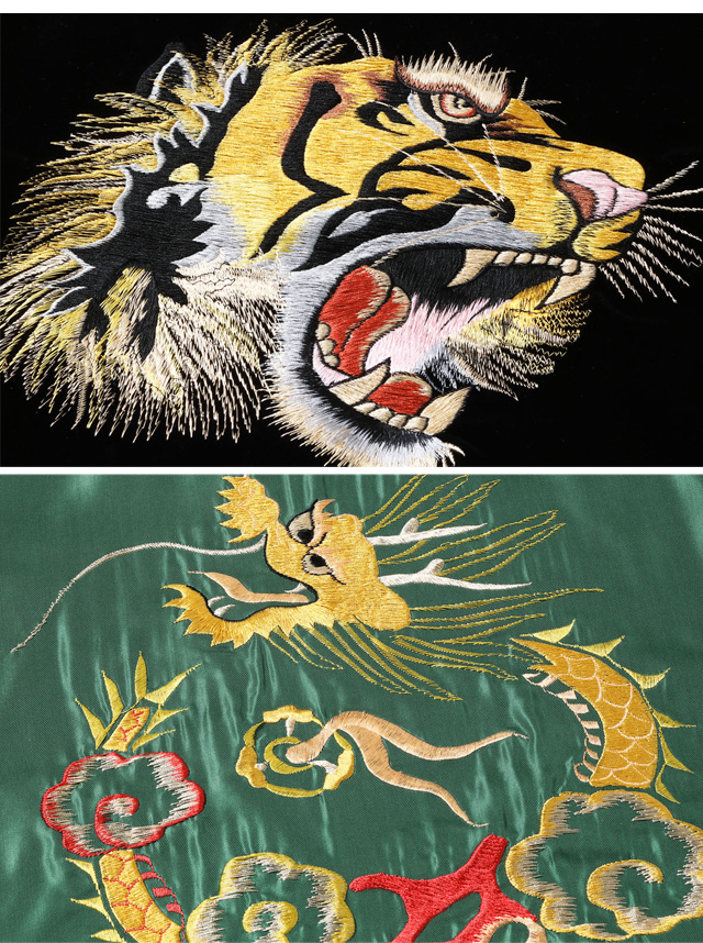 Mid 1950s Style 別珍ツートーン×アセテートリバーシブルスカジャン「TIGER HEAD ×GOLD DRAGON」 テーラー東洋 TT15795-119_5