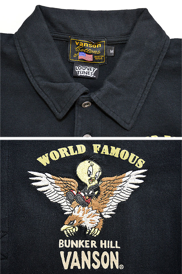 vanson×LOONEY TUNESコラボ 天竺半袖ポロシャツ vanson LTV-2204 バンソン ヴァンソン 刺繍 トウィーティーの通販は