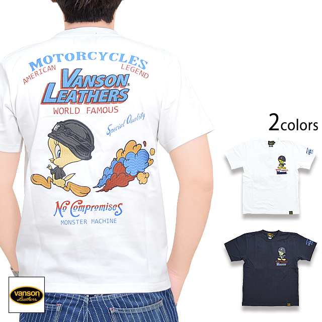 vanson×LOONEY TUNESコラボ 天竺半袖Tシャツ vanson LTV-2213 バンソン ヴァンソン 刺繍 バイカー ルーニーチューンズの通販は
