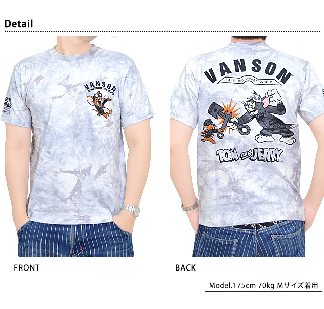 vanson×TOM＆JERRYコラボ 天竺半袖Tシャツ vanson TJV-2229 バンソン ヴァンソン トムとジェリー 刺繍_2