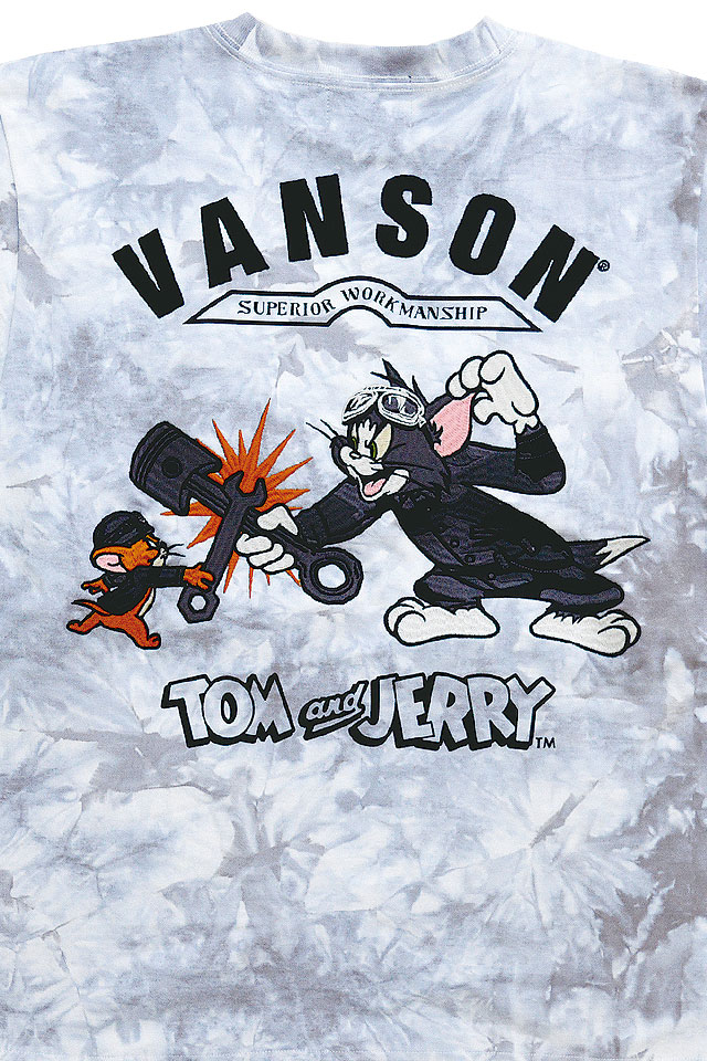 vanson×TOM＆JERRYコラボ 天竺半袖Tシャツ vanson TJV-2229 バンソン ヴァンソン トムとジェリー 刺繍_5