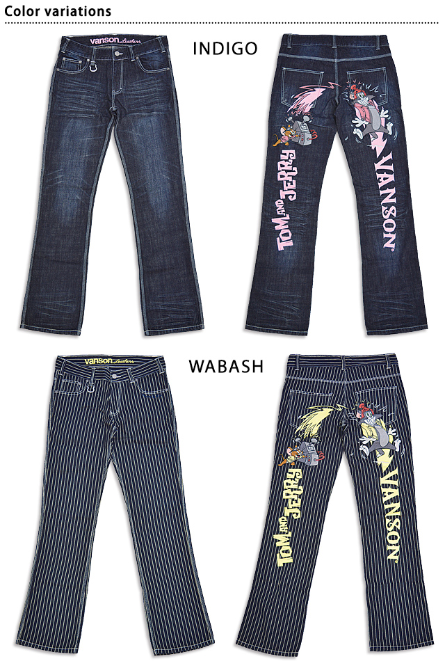 vanson×TOM＆JERRYコラボ 刺繍デニムパンツ vanson TJV-2314 バンソン ヴァンソン トムとジェリー ジーンズ_1