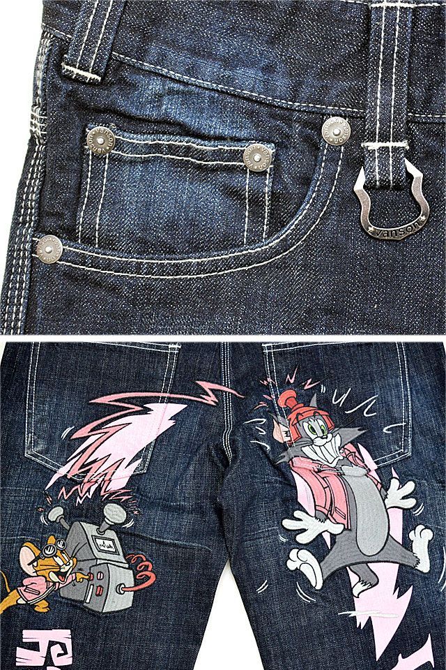 vanson×TOM＆JERRYコラボ 刺繍デニムパンツ vanson TJV-2314 バンソン ヴァンソン トムとジェリー ジーンズ_4